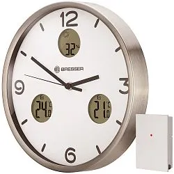 fotografia Zegar ścienny Thermo/Hygro Optus MyTime Bresser MyTime io NX 30 cm, biały