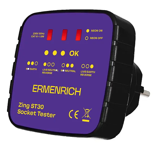 obraz Tester do gniazd sieciowych Ermenrich Zing ST30