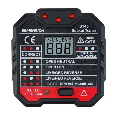 zdjęcie Tester do gniazd sieciowych Ermenrich Zing ST40,  2