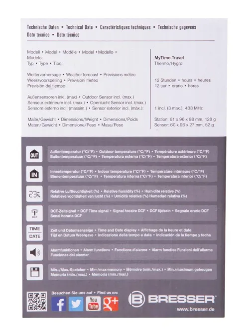 zdjęcie Stacja meteorologiczna Bresser MyTime Travel  z budzikiem,  12