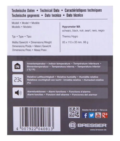 foto Higrometr Bresser z alarmem pleśniowym, czarny,  10