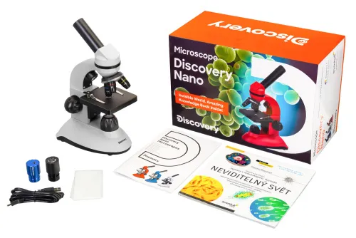 foto Mikroskop cyfrowy Levenhuk Discovery Nano Polar z książką,  2