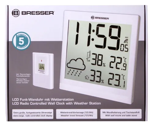 zdjęcie Stacja meteorologiczna Bresser TemeoTrend JC LCD RC (zegar ścienny), biała,  11