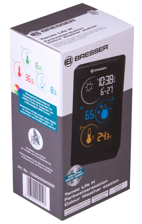 zdjęcie Stacja meteorologiczna Bresser Temeo Life H z kolorowym wyświetlaczem, czarna,  10