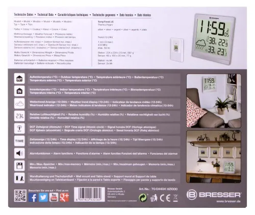 fotografia Stacja meteorologiczna Bresser TemeoTrend JC LCD RC (zegar ścienny), srebrna,  12