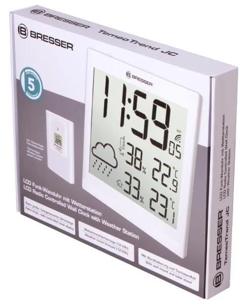 zdjęcie Stacja meteorologiczna Bresser TemeoTrend JC LCD RC (zegar ścienny), biała,  10