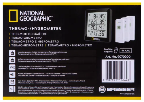 zdjęcie Termohigrometr Bresser National Geographic dla 4 zakresów pomiarowych, czarny,  12