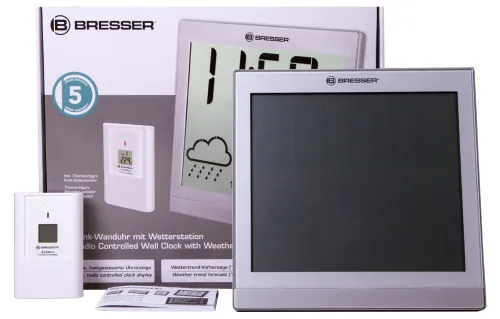fotografia Stacja meteorologiczna Bresser TemeoTrend JC LCD RC (zegar ścienny), srebrna,  2