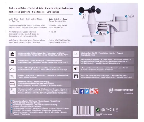 zdjęcie Stacja meteorologiczna Bresser 5-in-1 z kolorowym wyświetlaczem, czarna,  14