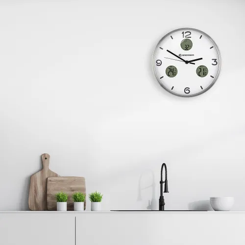 fotografia Zegar ścienny Thermo/Hygro Optus MyTime Bresser MyTime io NX 30 cm, biały,  3