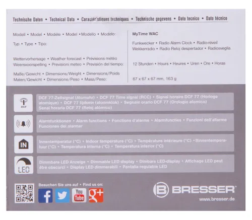 fotografia Budzik stołowy Bresser MyTime WAC, czarny,  12