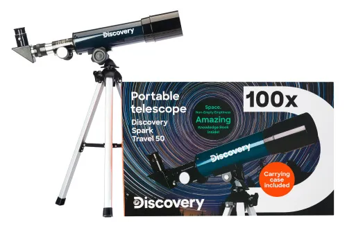 foto Teleskop Levenhuk Discovery Spark Travel 50 z książką,  2