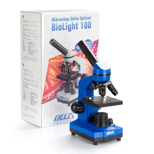 fotografia Mikroskop Delta Optical BioLight 100 niebieski z mikrotomem uczniowskim,  3