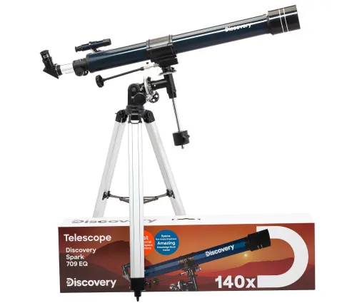 fotografia Teleskop Levenhuk Discovery Spark 709 EQ z książką,  2