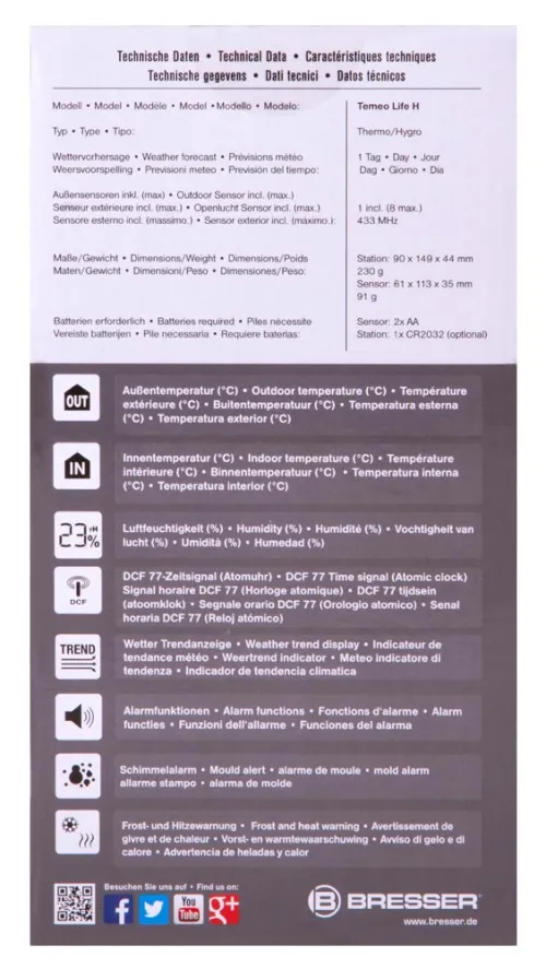 zdjęcie Stacja meteorologiczna Bresser Temeo Life H z kolorowym wyświetlaczem, czarna,  14