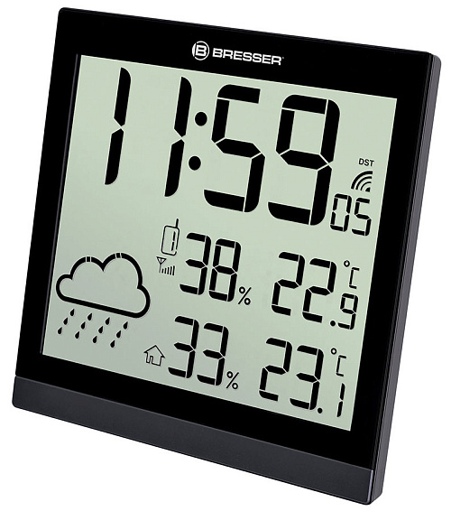 foto Stacja meteorologiczna Bresser TemeoTrend JC LCD RC (zegar ścienny), czarna